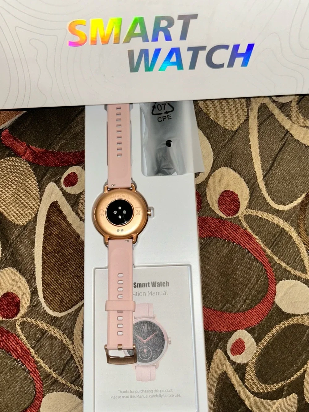 Pink Smartwatch with Silicone Band - Rose Gold Case